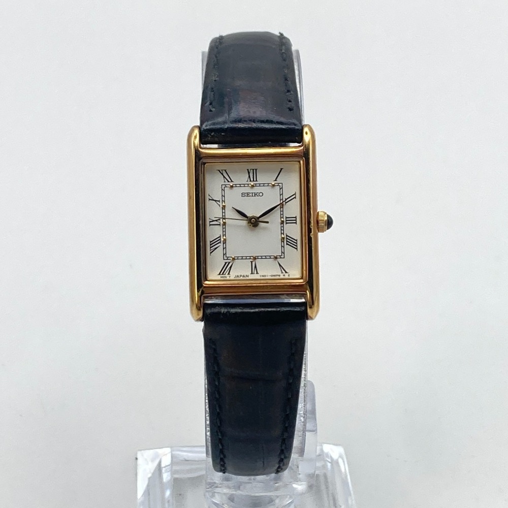 Vintage Seiko Women's Tank Watch 18mm Gold Tone 1N01-0LK0 WR New Battery 7.5" - Picture 3 of 16
